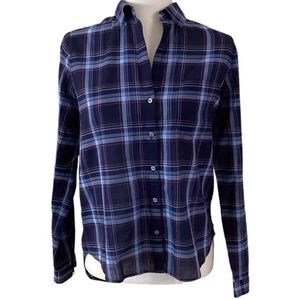 J. Crew Plaid Lightweight Button Down Top Small
